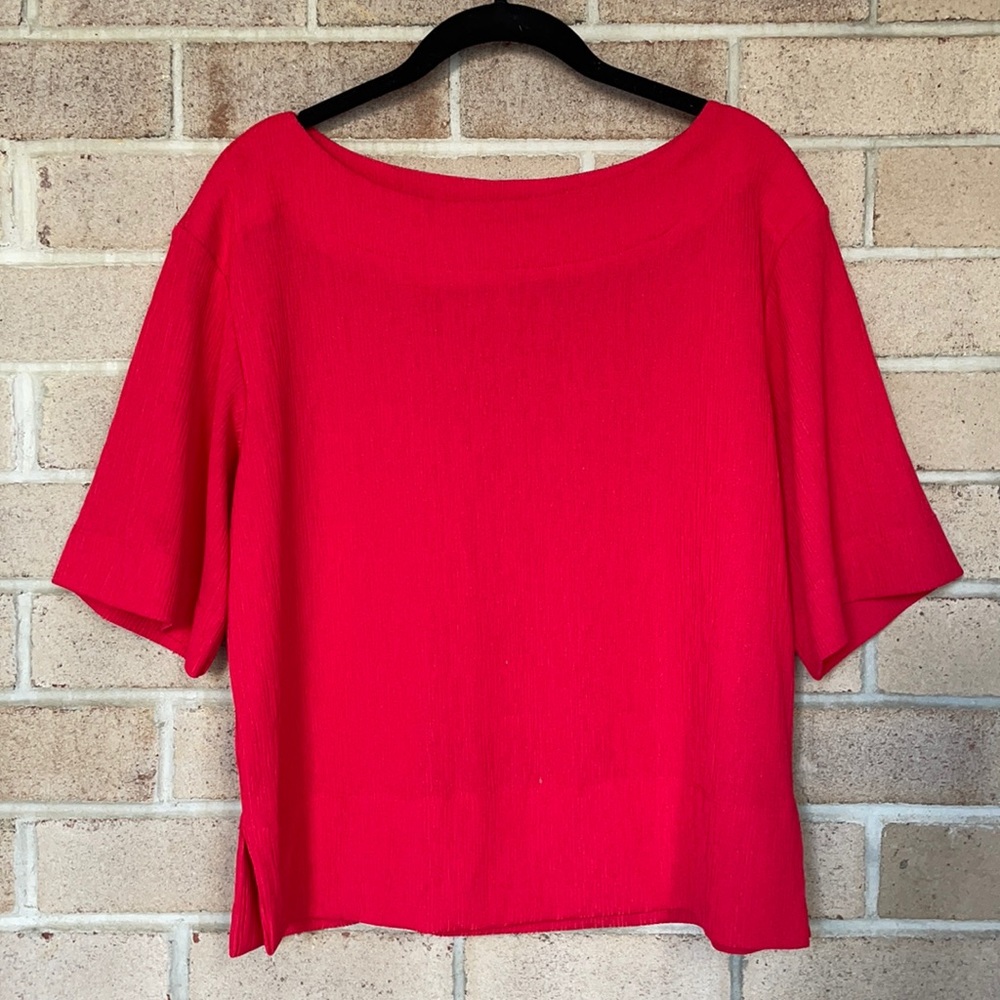 Prologue Red Textured Boatneck Blouse